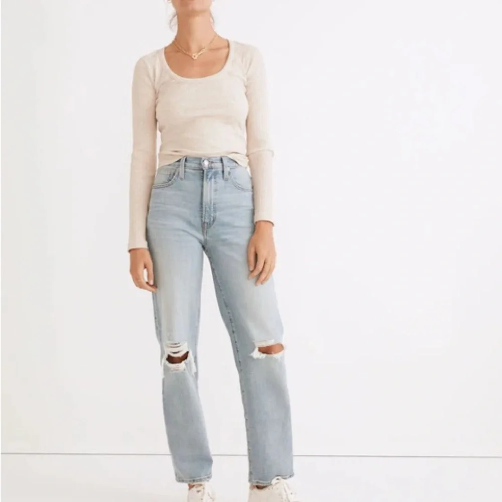 Madewell The Perfect Vintage Straight Denim Jeans Women’s 25 Danny Wash Knee Rip - Picture 5 of 13